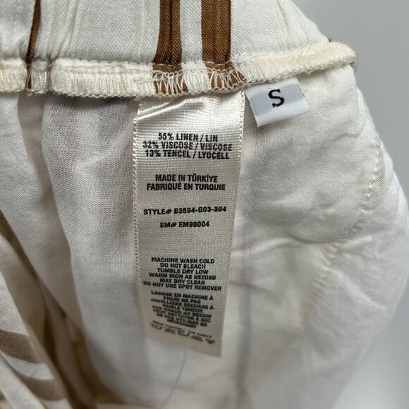 Bella Dahl Women's Pull on Linen Blend Wide Leg Pants - Tan/White - S - NWT - Picture 5 of 10